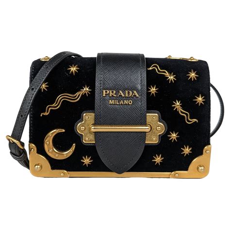 prada cahier moon and stars bag|PRADA City Calf Cahier Astrology Pouch Black .